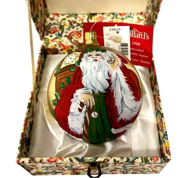 Dillard's 1998 Timekeeper Santa Hand Painted Signed Christmas Ornament-NEW! - Picture 8 of 12